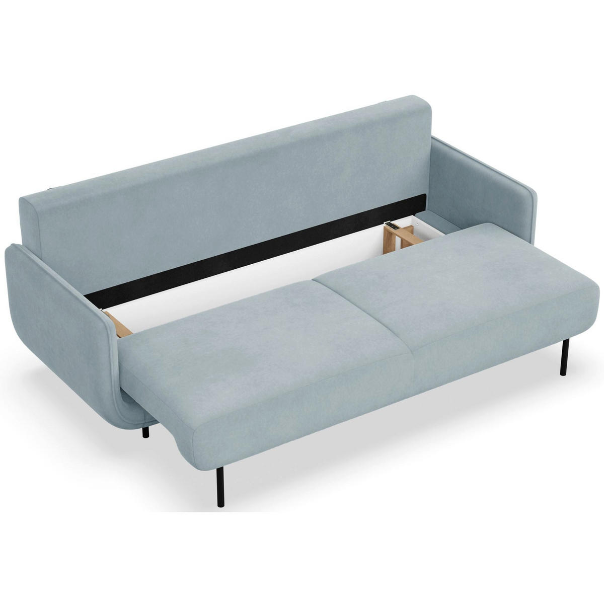 SCHLAFSOFA Ovals Hellblau - Schwarz/Hellblau, Textil/Metall (236/95/96cm) - Selsey