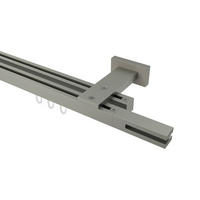 GARDINENSTANGE INNENLAUF Quadline Diapo 300 cm (geteilt in 3 x 100 cm), 2-läufig, 20x20 mm Satin-Silber - Silberfarben, Metall (300cm) - INTERDECO