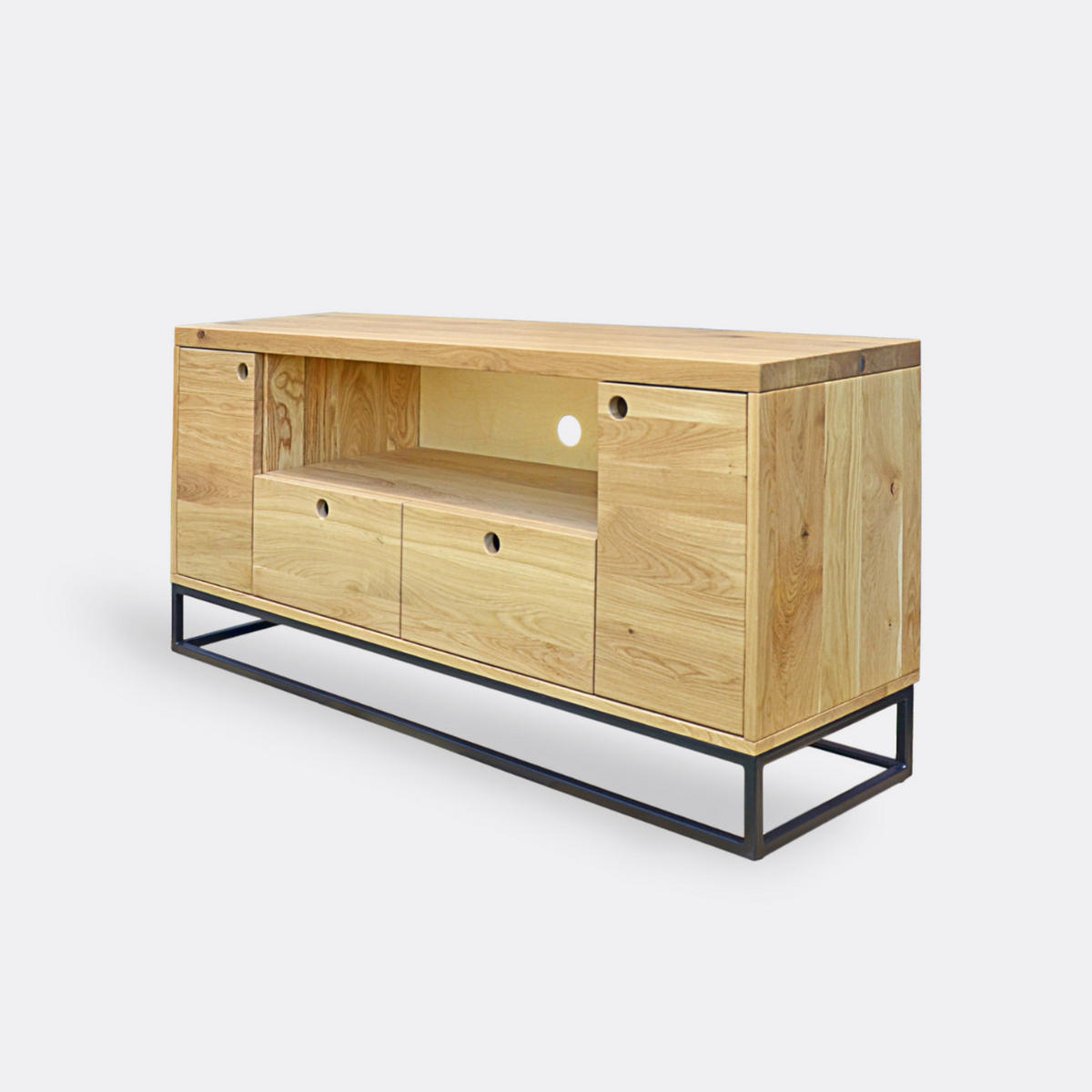 TV-SCHRANK im Industrie Look aus Eichenholz fürs Wohnzimmer MERIS - Eichefarben, Holz (160/70/40cm) - Rawood Furniture