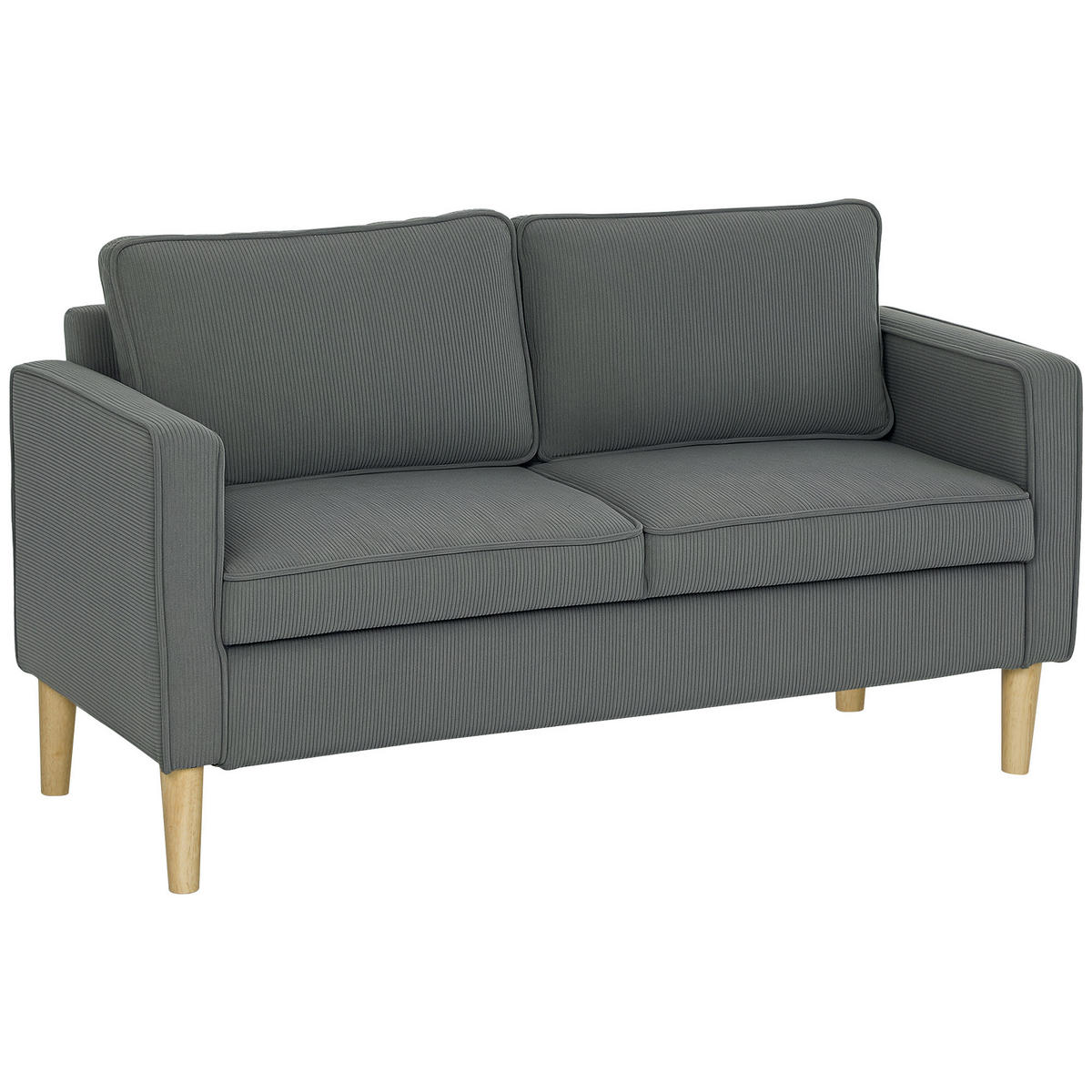 SOFA, 2-Sitzer, Stauraum, 2 Kissen, Samt/Stoff, Holzoptik, grau, 140x63x79cm - Multicolor, Holzwerkstoff (140/79/63cm) - FORIOUS