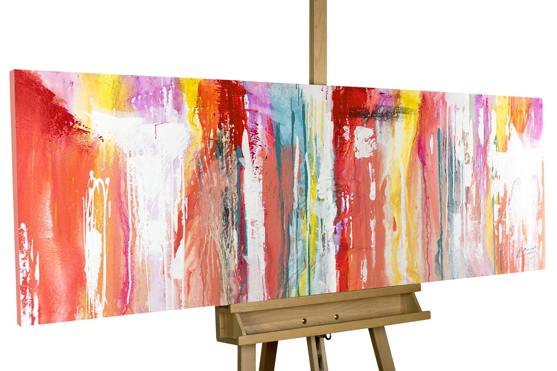 ÖLGEMÄLDE 150/50 cm - Rot/Multicolor, Holz/Textil (2/50cm) - KUNSTLOFT