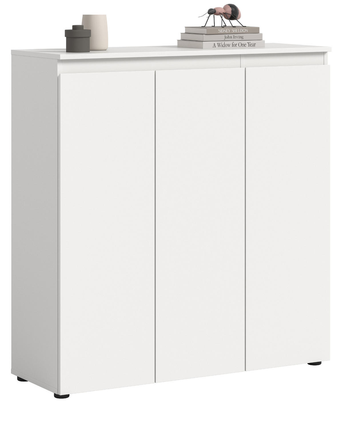 KOMMODE weiß 105 x 11 cm, Anrichte mit 10 Fächern - Schwarz/Weiß, Holzwerkstoff/Kunststoff (105/111/37cm) - Inn.Furn