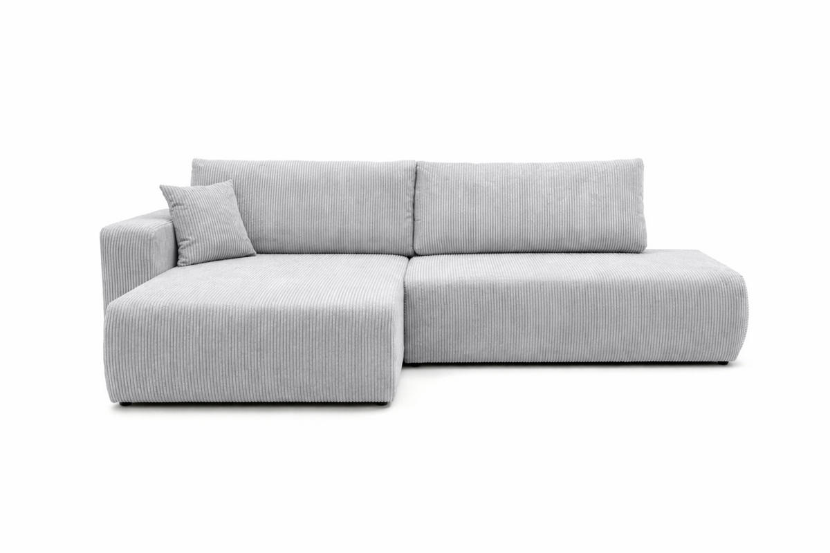 ECKSOFA Mit Schlaffunktion Und Bettkasten, Cordstoff Poso, Hellgrau, Links, OPEN XL - Hellgrau, Holz (262/145cm) - Kaiser Möbel