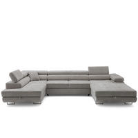 ECKSOFA U-Form WILD U Links mit Schlaffunktion 130x260 Chenille Grau - Silberfarben/Grau, Holz/Textil (350/90/203cm) - Muffo