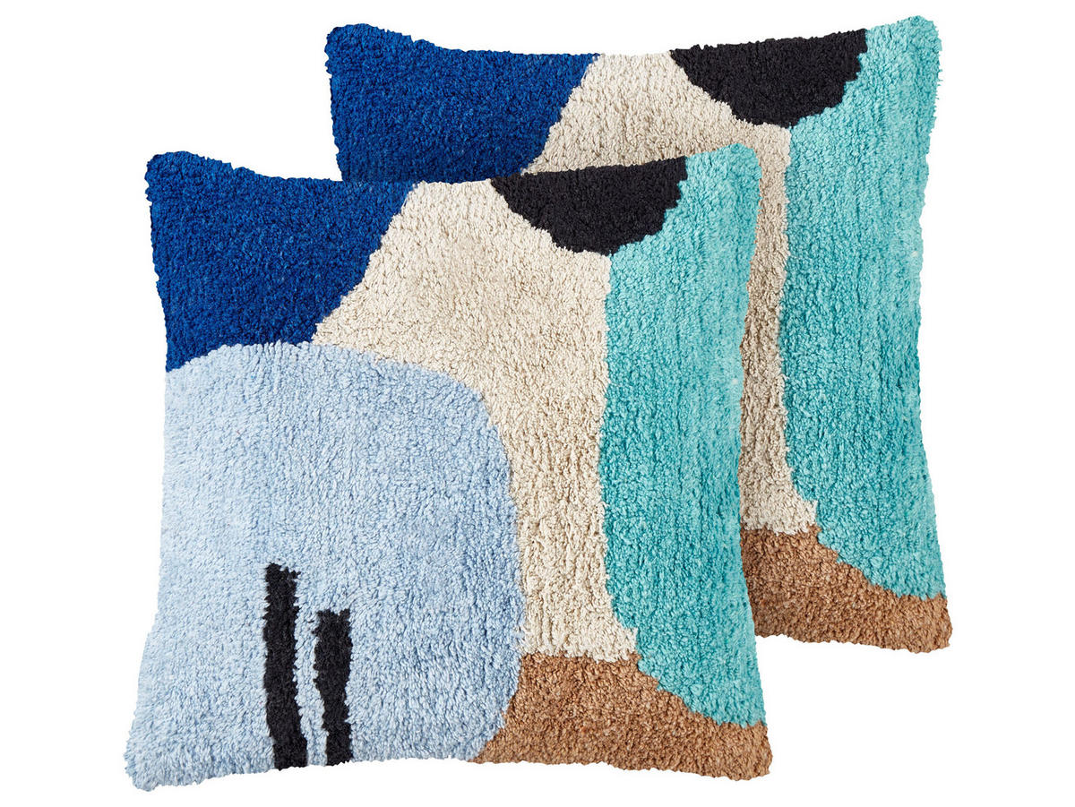 DEKOKISSEN 2er-Set Bunt 45/45 cm Dahlia - Multicolor, Textil (45/45cm) - Beliani