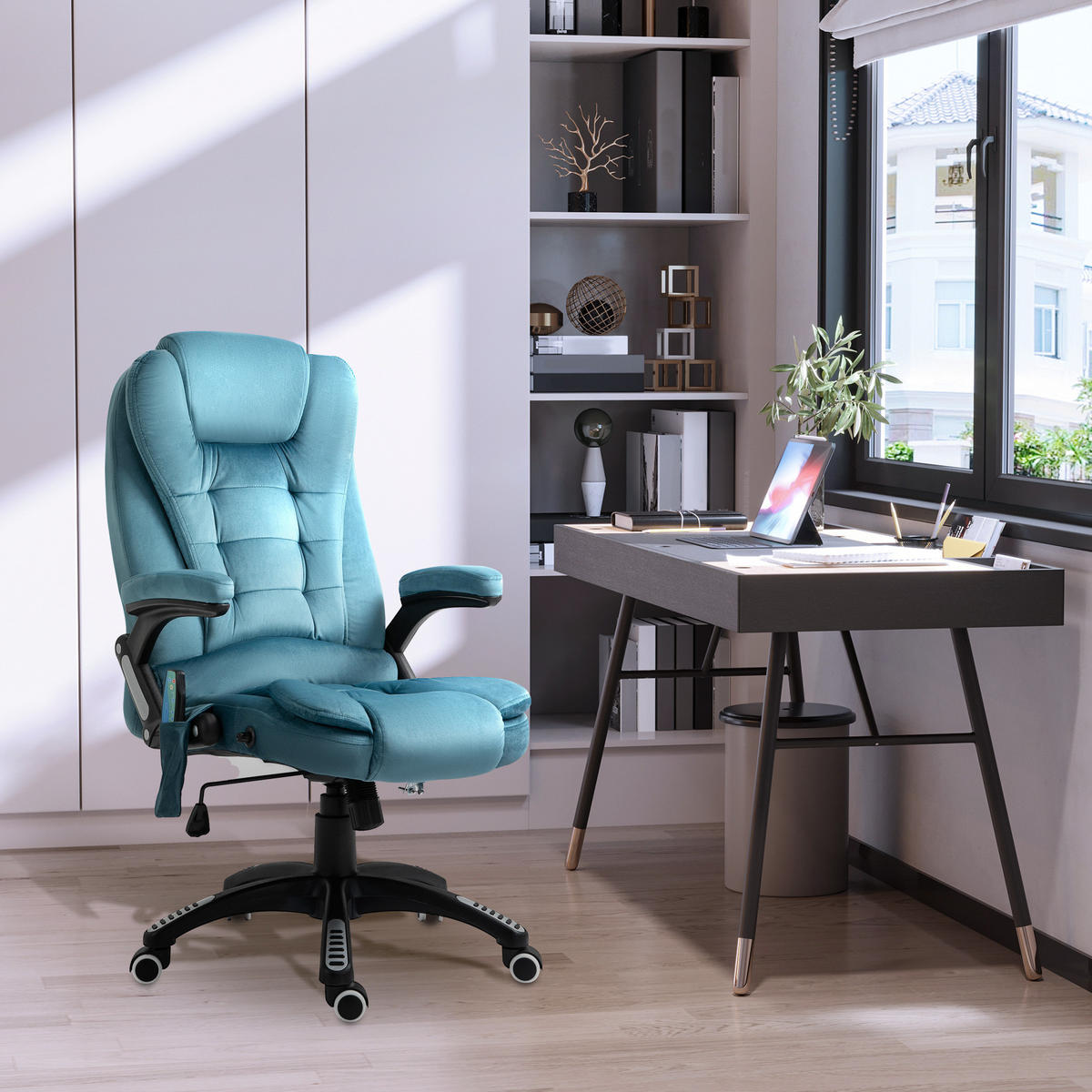 GAMINGSTUHL 68/72/110-120 cm, Massage- und Wärmefunktion, höhenverstellbar, blau - Blau, Kunststoff (72/120/68cm) - Redom