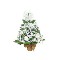 LAALU WEIHNACHTSBAUM geschmückt künstlich BUTTERFLY GLITTER 60 cm mit LED-BELEUCHTUNG IM TOPF - Silberfarben/Weiß, Kunststoff (60cm) - LAALU