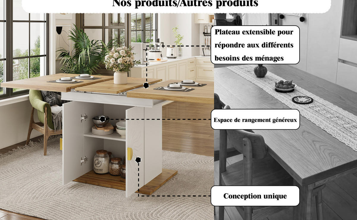 ESSTISCH 110(140)/76/70 cm Weiß aus MDF mit Ausziehfunktion - Weiß, Holzwerkstoff (110/70/76.5cm) - OKMYHOME