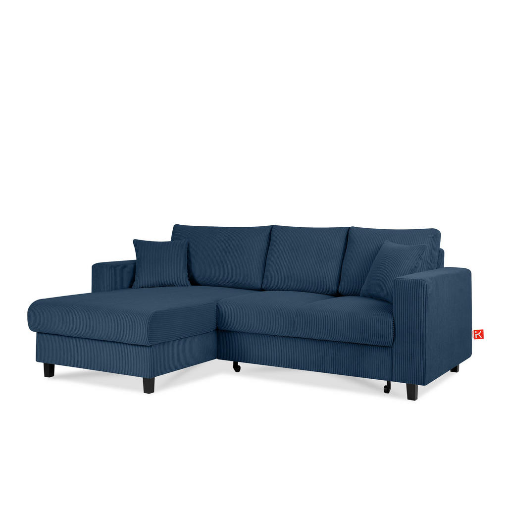 Thumbnail - Konsimo® Eckschlafsofa, Blau, Grün, Textil, L-Form,L-Form, 234x90 cm, Hergestellt in Europa, Wohnzimmer, Sofas & Couches...
