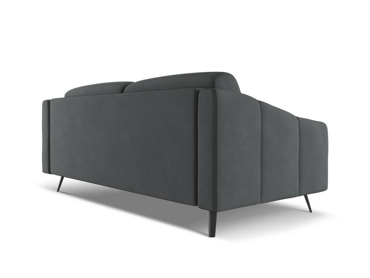 3-SITZER SOFA Chenille Stoff Grau - Schwarz/Graphitfarben, Textil/Metall (202/80/95cm) - Makamii