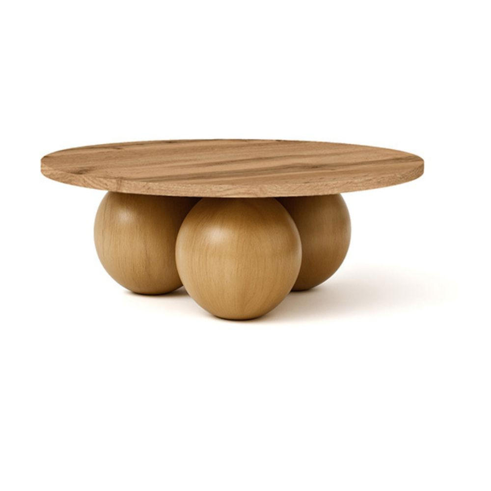 COUCHTISCH BELLY runder 60 cm im modernen Stil (Eiche Wotan/Wotan)) - Eiche Wotan/Weiß, Holz (60/60/27cm) - Dekori_Interiors