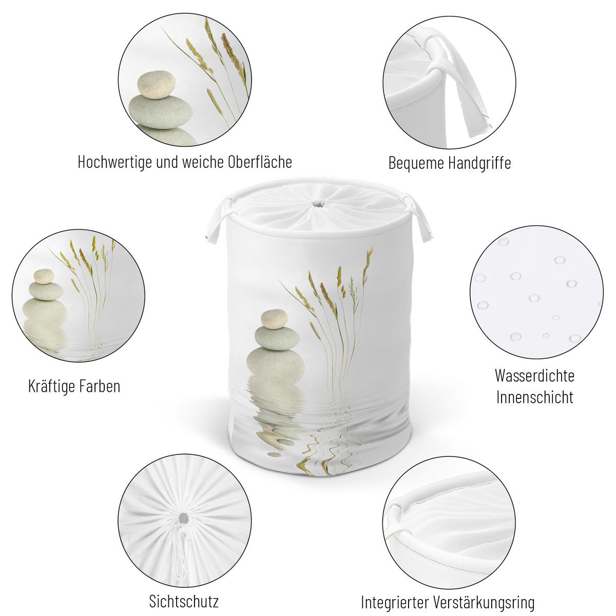 WÄSCHEKORB Balance - Weiß, Textil (37/55/55cm) - Sanilo