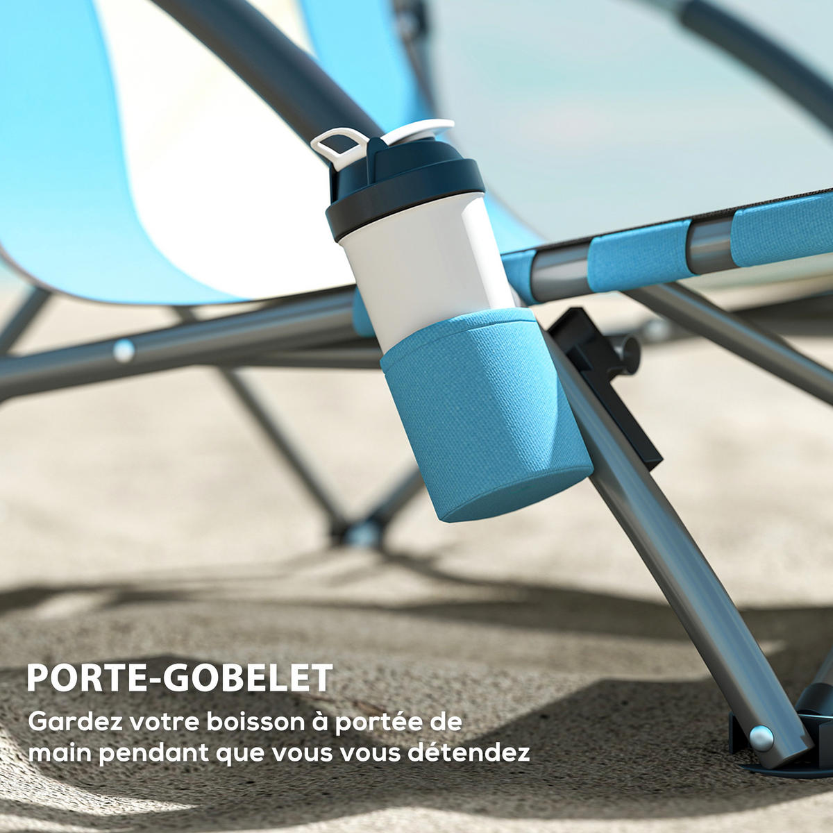 GARTENKLAPPSESSEL DE-15661 2er-Set, mit Getränkehalter & Tragetasche Blau - Blau, Metall (55/62/58cm) - ComfortXL