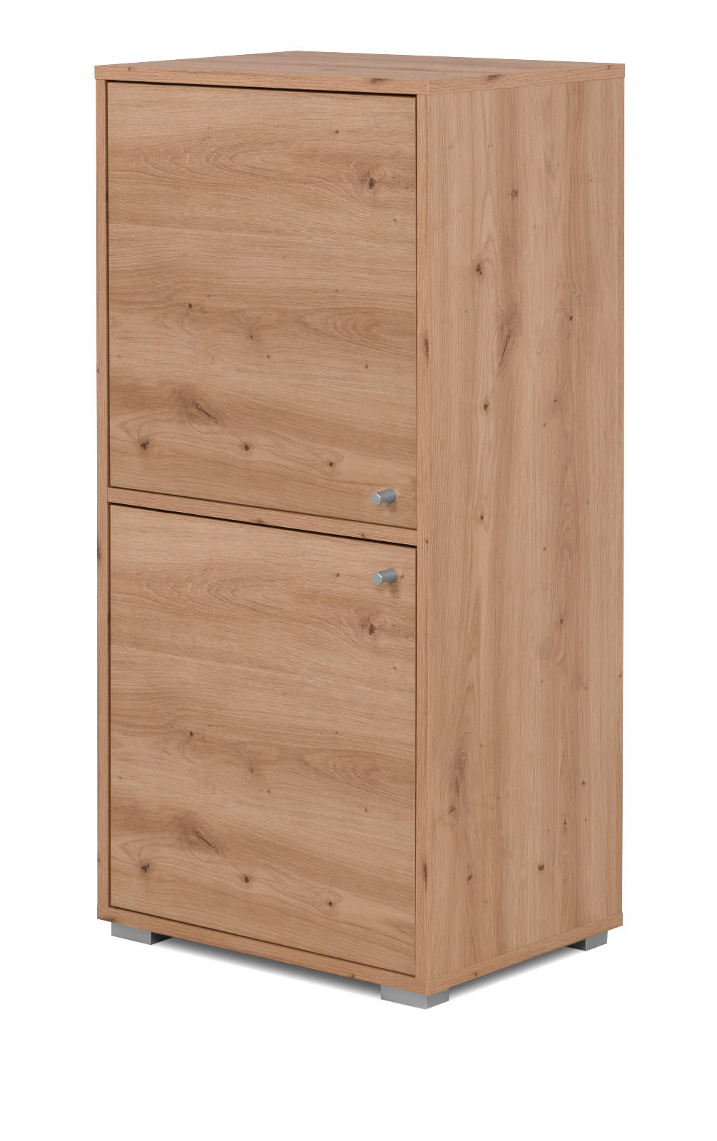 KOMMODE Eiche Artisan 46 x 97 cm, Anrichte mit wechselbarem Türanschlag - Silberfarben/Eiche Artisan, Holzwerkstoff/Kunststoff (46/96.5/33.5cm) - Furn.Design