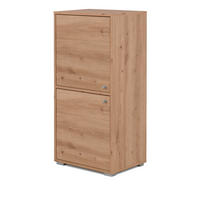 KOMMODE Eiche Artisan 46 x 97 cm, Anrichte mit wechselbarem Türanschlag - Silberfarben/Eiche Artisan, Holzwerkstoff/Kunststoff (46/96.5/33.5cm) - Furn.Design