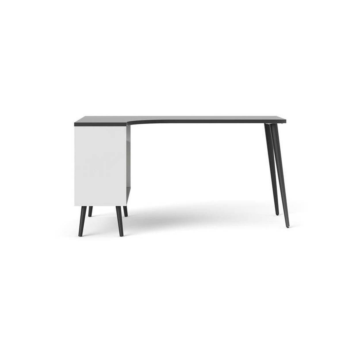 ECKSCHREIBTISCH Weiß - Schwarz, Holzwerkstoff (81/145/76cm) - ebuy24