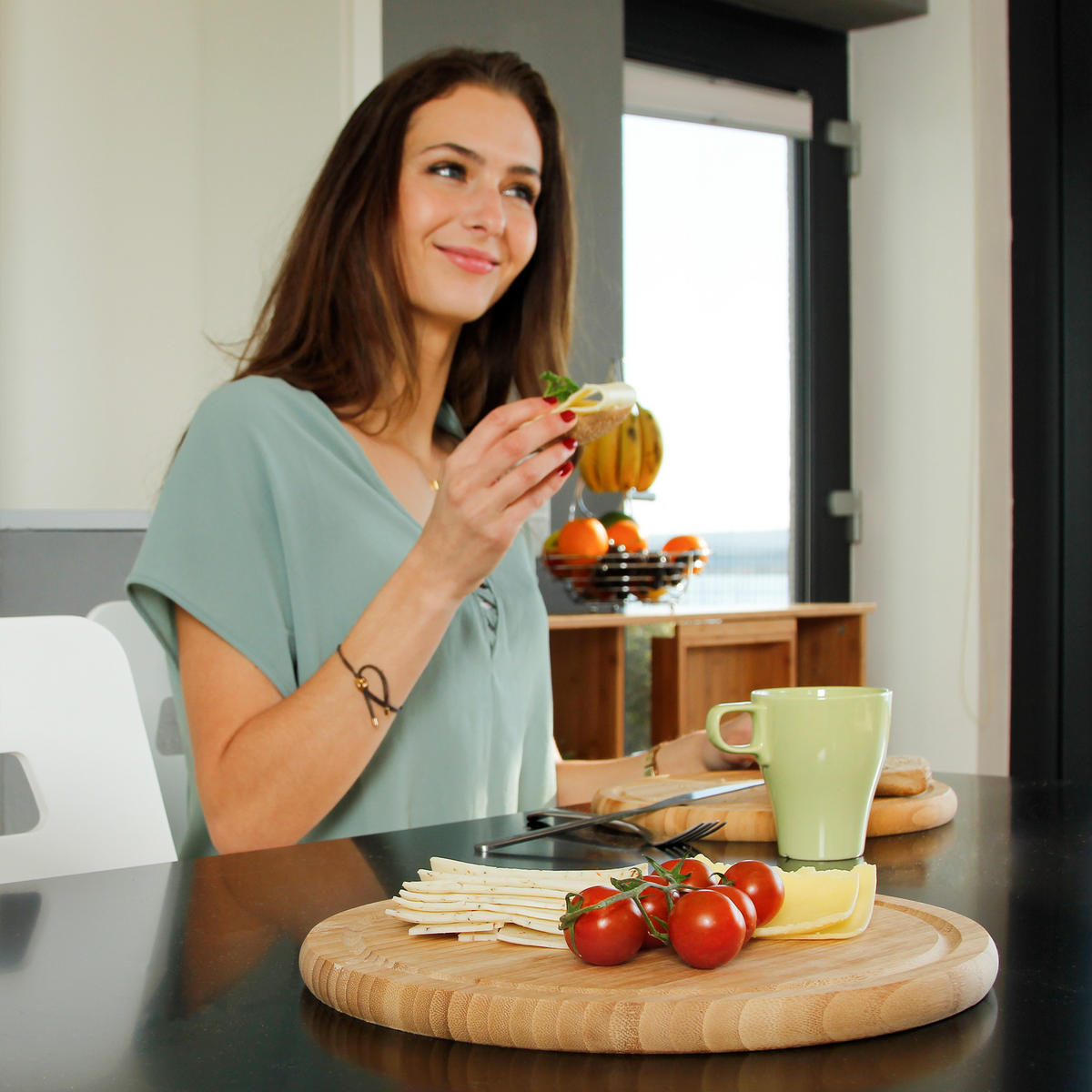 FRÜHSTÜCKSBRETTCHEN Set - Hellbraun, Holz (30/30cm) - Relaxdays