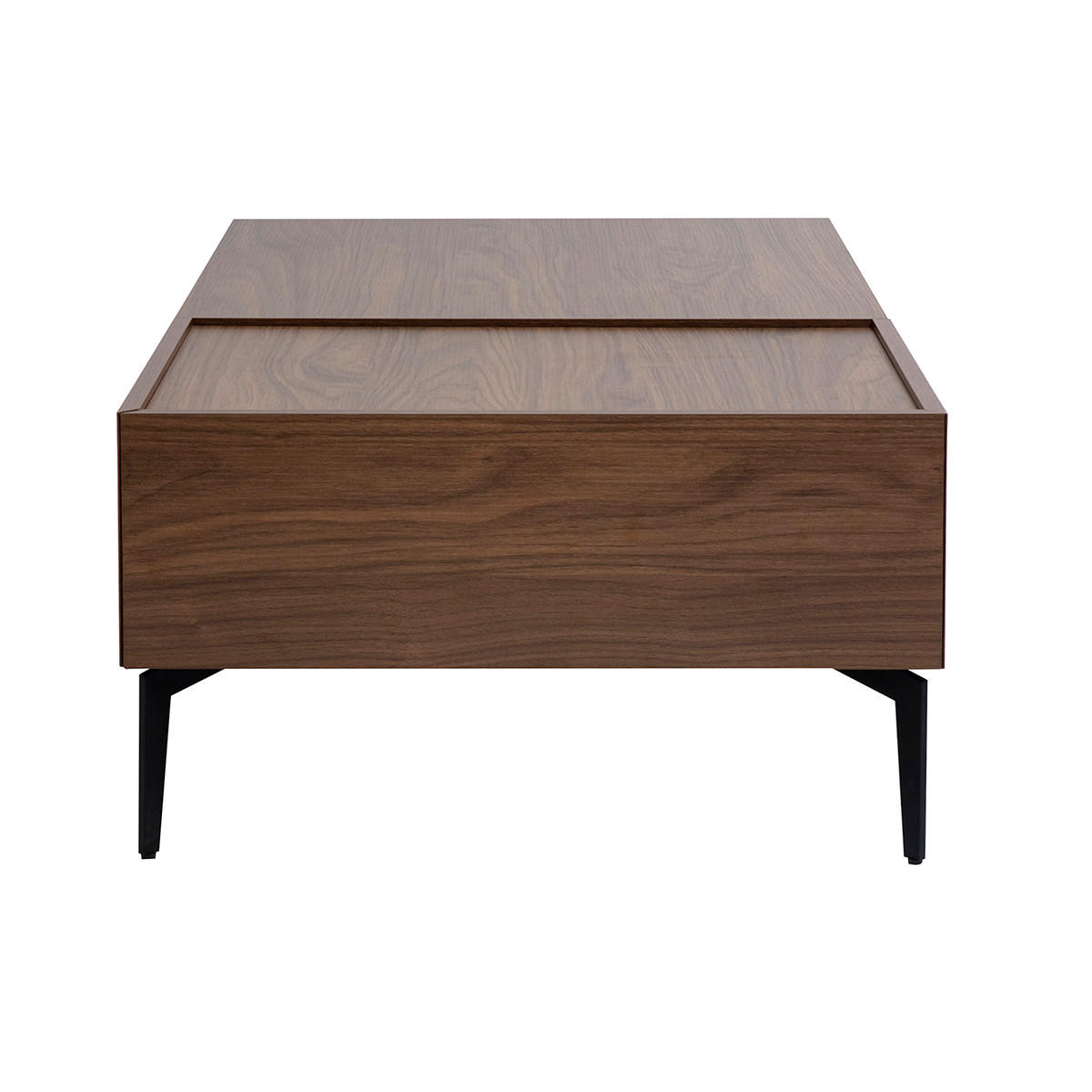 COUCHTISCH aus dunklem Holz mit Walnuss-Finish und schwarzem Metall, höhenverstellbar L103 cm SEDA - Walnussfarben, Holz (102.5/60.2/35.5cm) - Miliboo