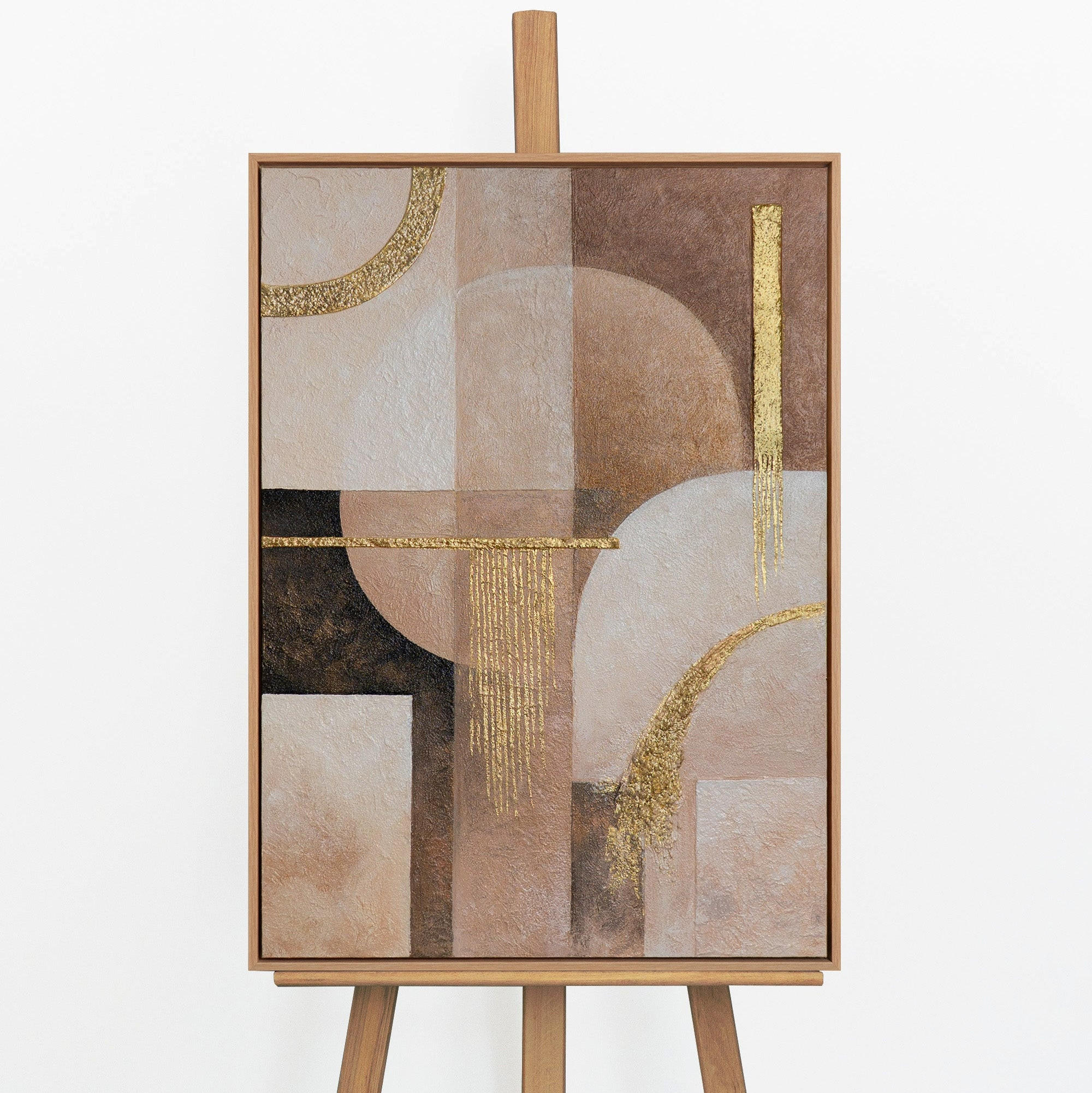 GEMÄLDE Geometrie des Lichts Schattenfugenrahmen Eichefarben 70x50 cm - Eichefarben, Holz (70/50cm) - YS-art gallery