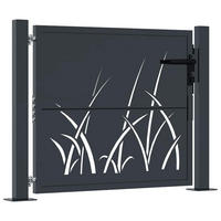 GARTENTOR im Gras-Design, 110/80 cm, aus Stahl, in Anthrazit, modern - Grau, Metall (75/80cm) - vidaXL