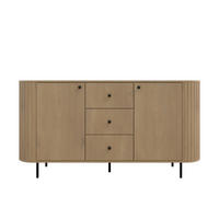 KOMMODE Olivia 165cm, mit 2 Türen, 3 Schubladen und geriffeltem Design, eiche sonoma - Sonoma Eiche, Metall (165/85/43cm) - Margaret Hadas24