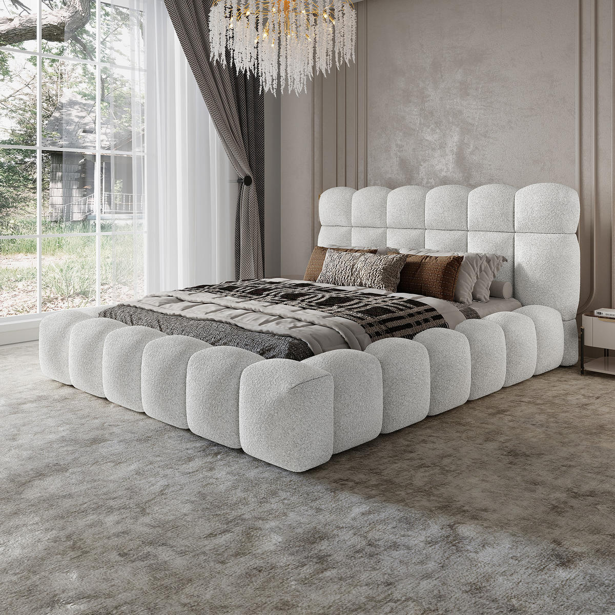 POLSTERBETT ACRI 140x200 cm, Weiß - Weiß, Textil (140/200cm) - Fedve