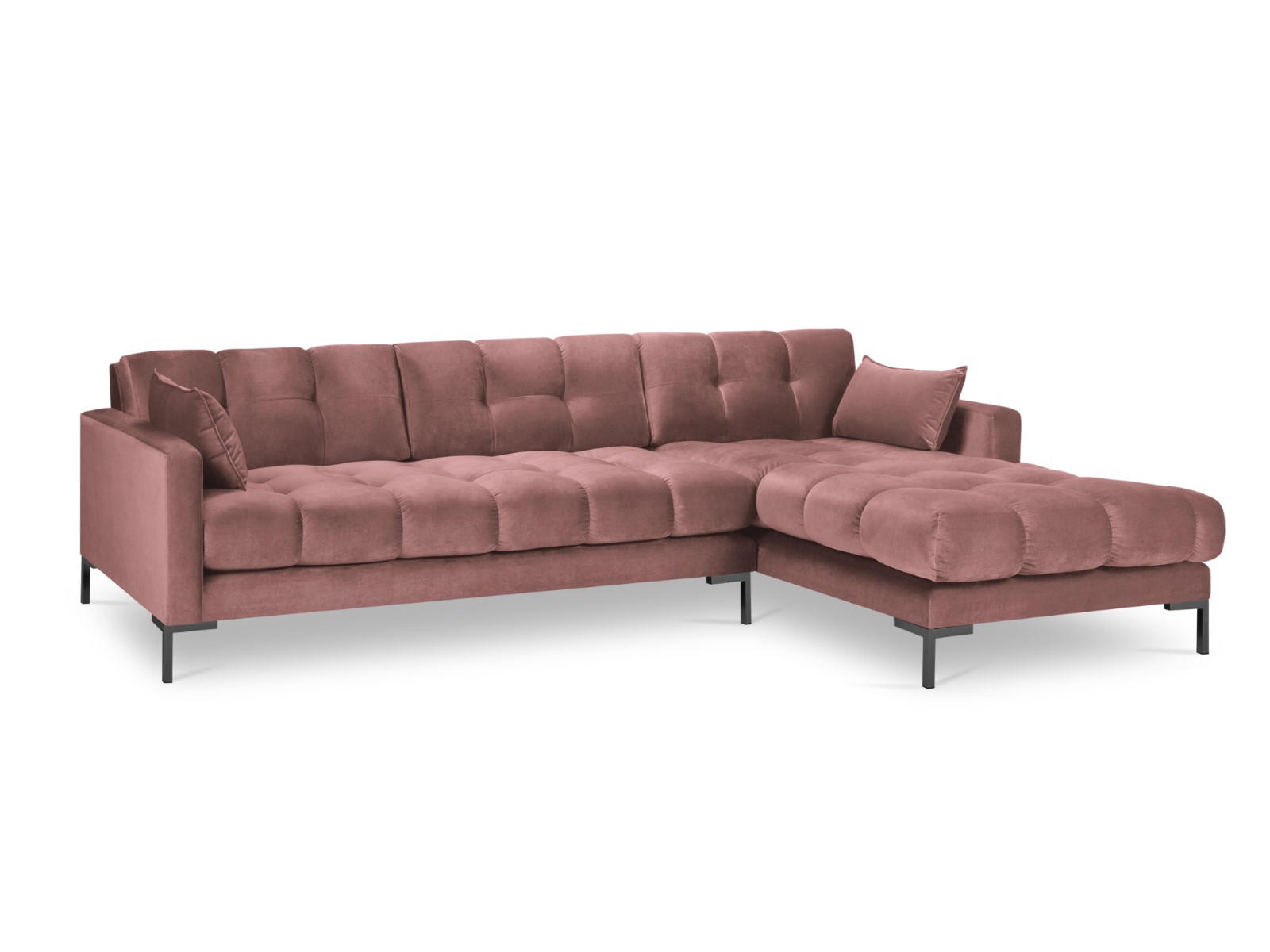 ECKSOFA rechts Mamaia aus Samt rosa 5 Sitzplätze - Pink, Textil (185/293cm) - Micadoni