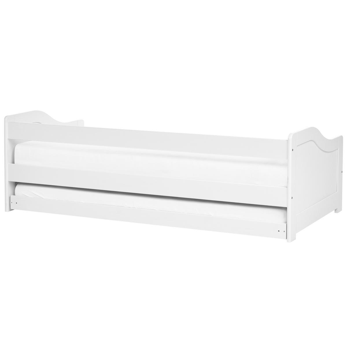 UTDRAGBAR SÄNG 90x200 cm vit Luneray - Vit, Trä (90/200cm) - Beliani