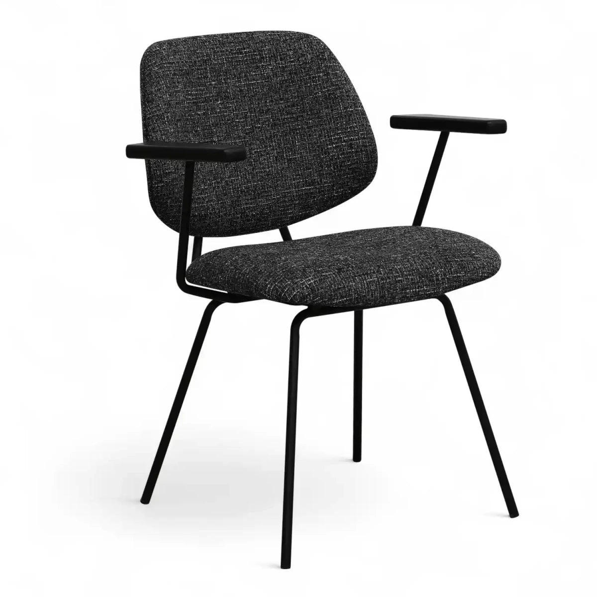 ARMLEHNSTUHL-SET 6 Stück in Teddystoff Schwarz - Schwarz, Textil/Metall (50/82/58cm) - Furnhouse