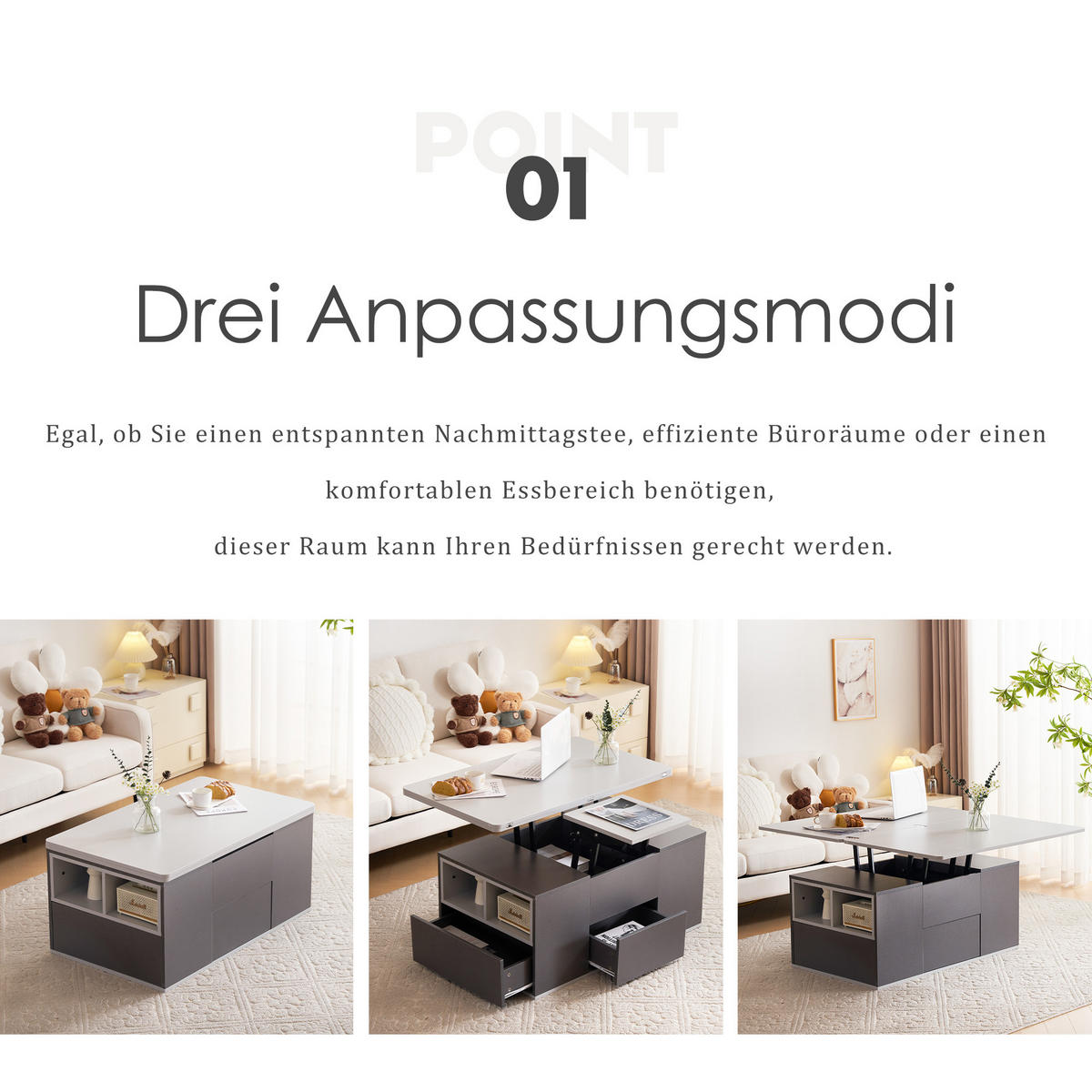 COUCHTISCH Schwarz und Grau 100/51/47 cm - Schwarz, Holzwerkstoff/Metall (100/51/47cm) - Urban Meuble