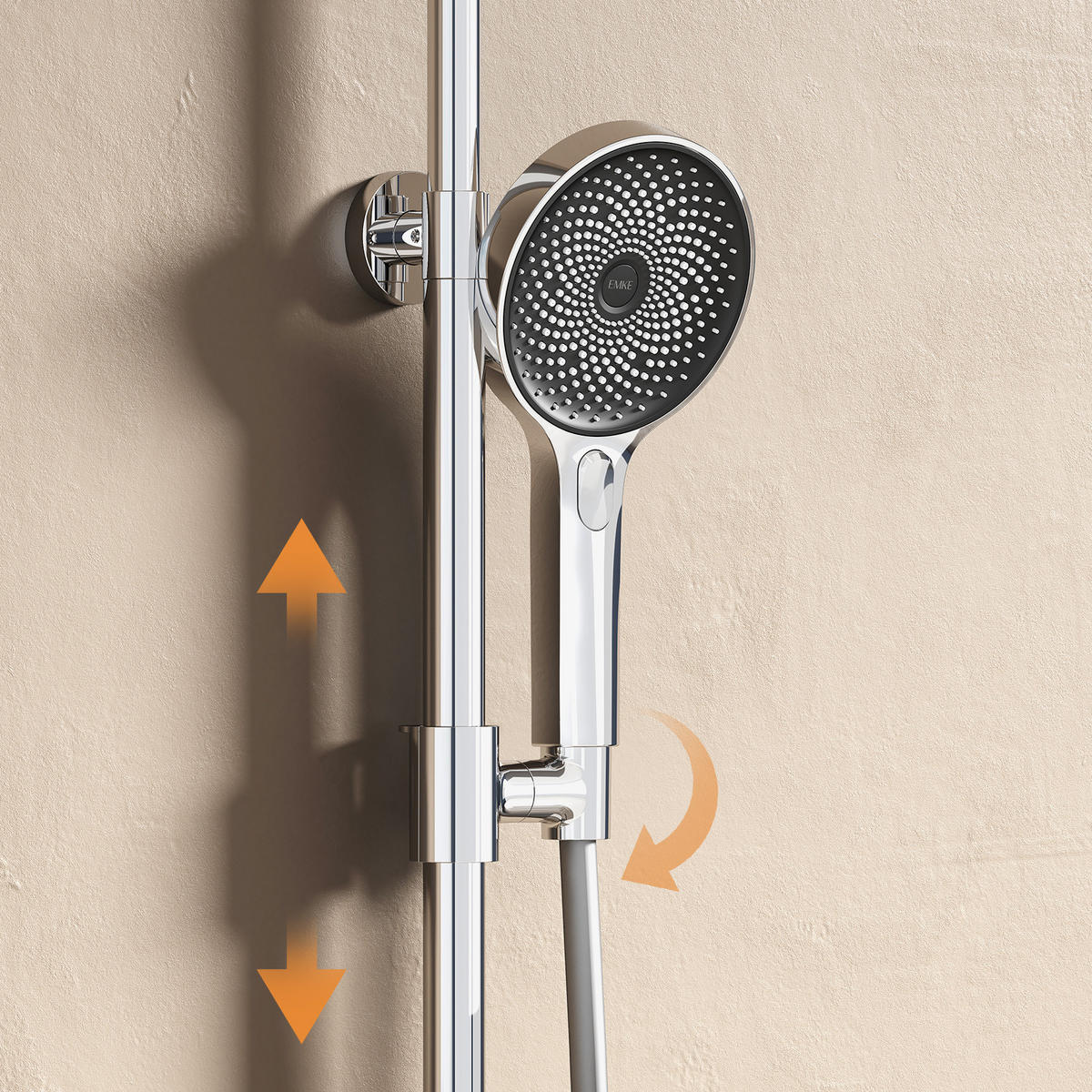 ÜBERKOPFBRAUSESET mit Thermostat Runde Überkopfbrause Vielseitig Chrom - Chromfarben, Metall (35.5/110/40cm) - EMKE