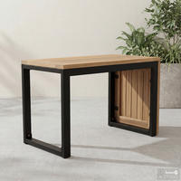 BEISTELLTISCH - Stahl / Akazie massiv - Braun - Braun/Akaziefarben, Holz/Metall (35/71/41cm) - home24
