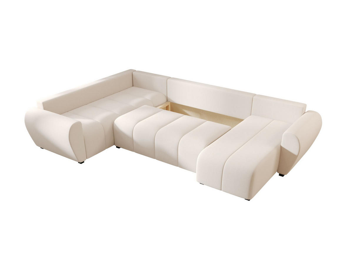 WOHNLANDSCHAFT MOLISA U PLUS Cosmic 10 Rechts mit Schlaffunktion - Beige, Textil (303/82/208cm) - Bedante