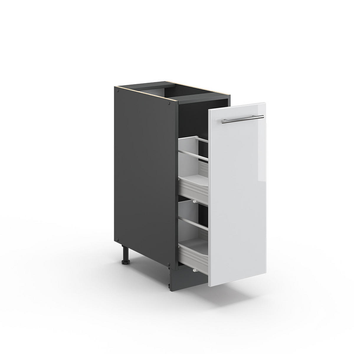 APOTHEKERSCHRANK Fame-Line Weiß Hochglanz 30 cm, AP Eiche - Weiß Hochglanz/Anthrazit, Holzwerkstoff (30/82/60cm) - Vicco