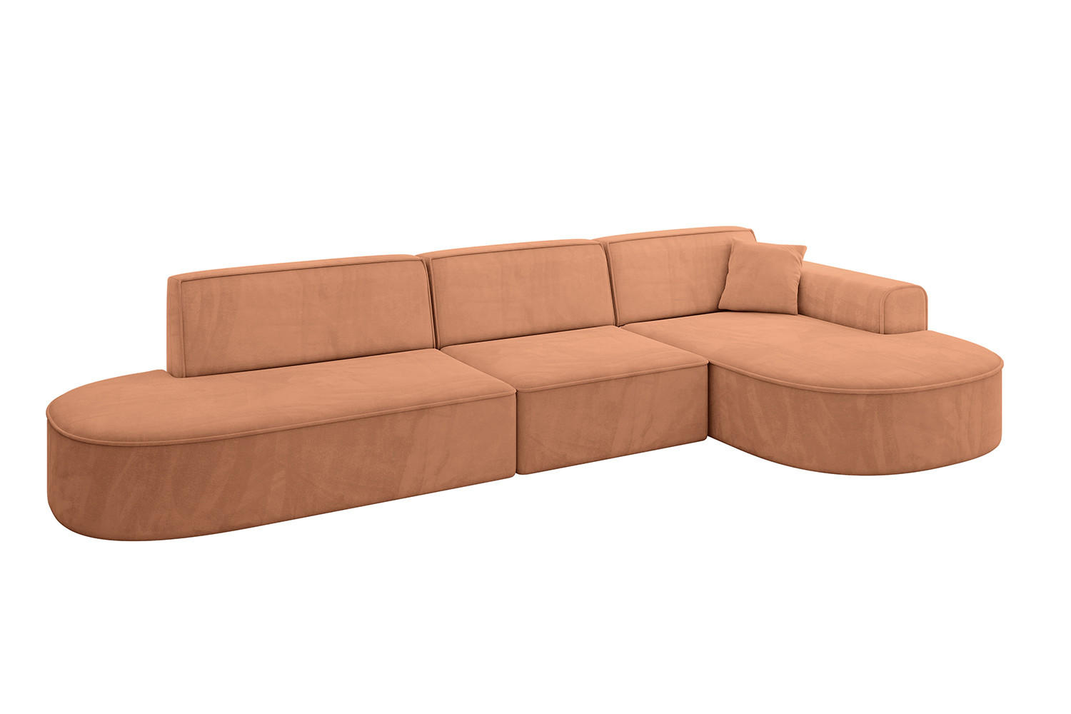 ALTDECOR ROHOVÁ SEDACÍ SOUPRAVA s otomanem vpravo MARI-L2 – 328 × 171 × 79 cm, oranžový velur