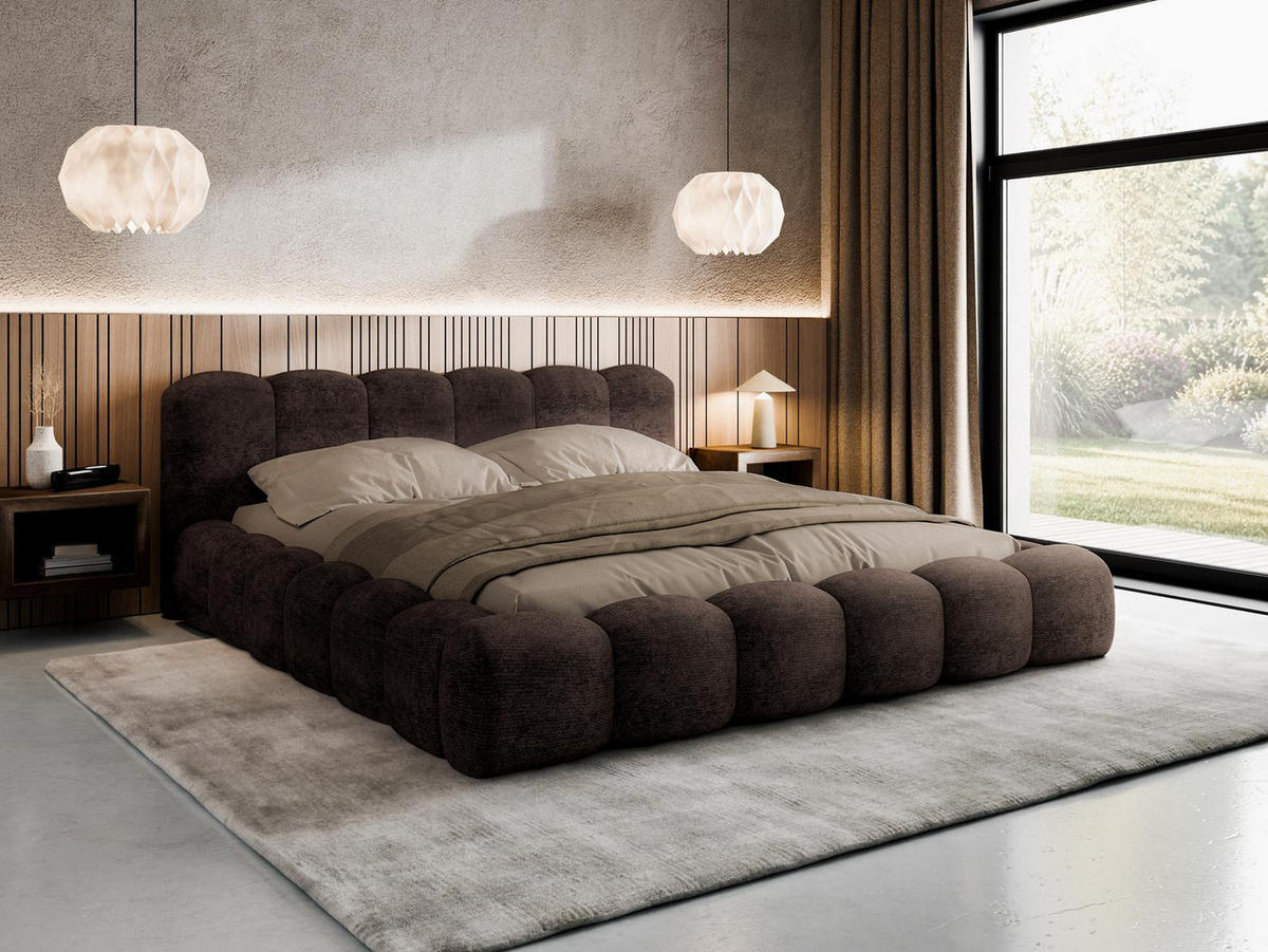 POLSTERBETT 140x200 ERMS Hellbraun - Hellbraun, Holzwerkstoff (140/200cm) - Compleo24