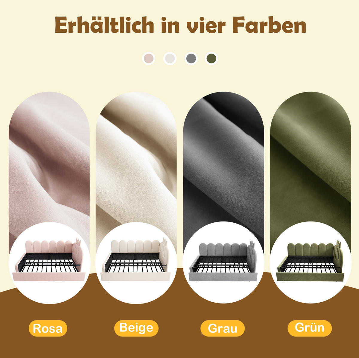 POLSTERBETT 90/200 cm mit Ausziehbett, Kronen- und Gitterdesign aus Samt, Rosa - Rosa, Textil (90/200cm) - Redom