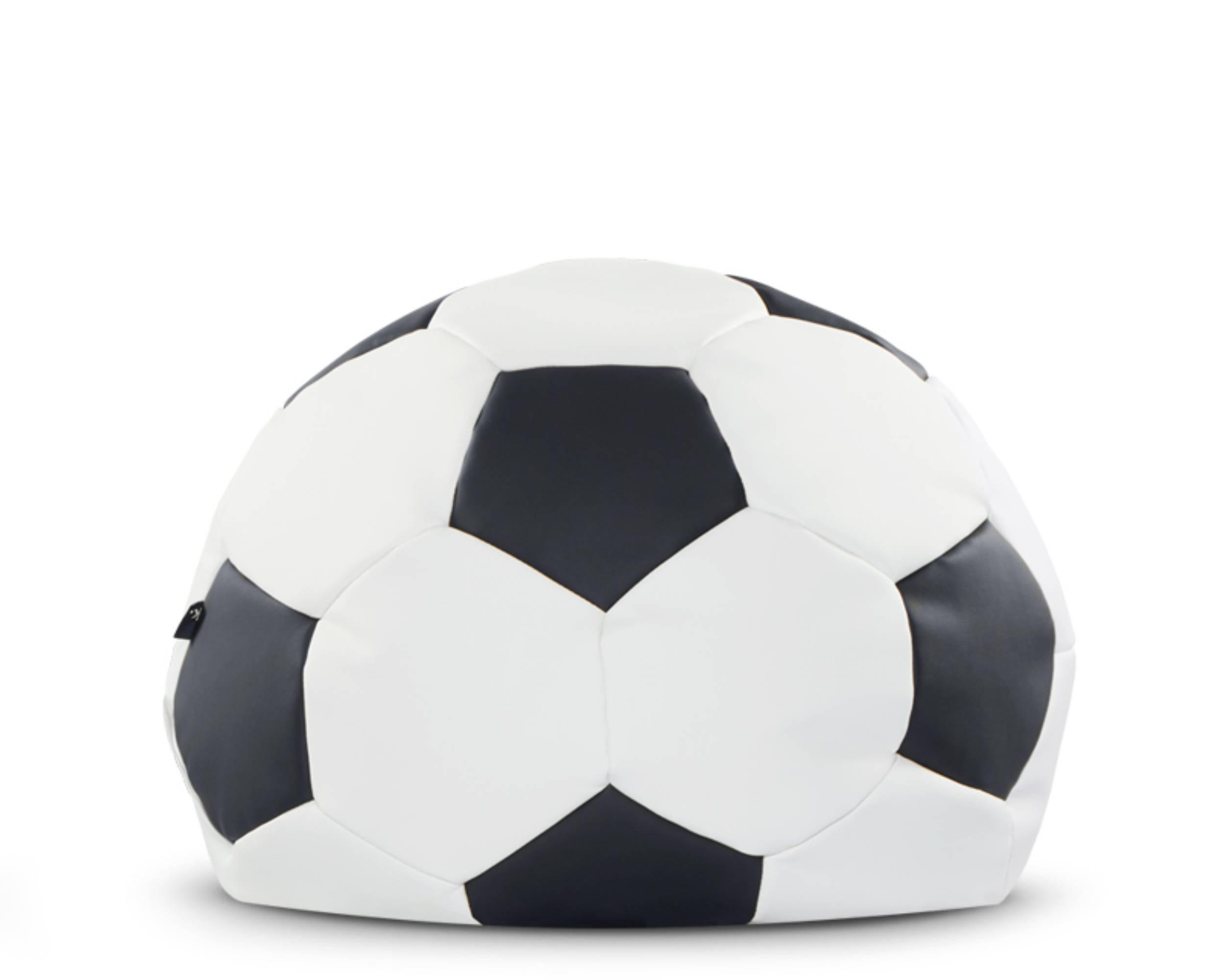BALL-POUF BERBO Für Fußballfans, weiß/Schwarz - Schwarz/Weiß, Leder/Kunststoff (70/70cm) - KONSIMO®