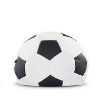 BALL-POUF BERBO Für Fußballfans, weiß/Schwarz - Schwarz/Weiß, Leder/Kunststoff (70/70cm) - KONSIMO®