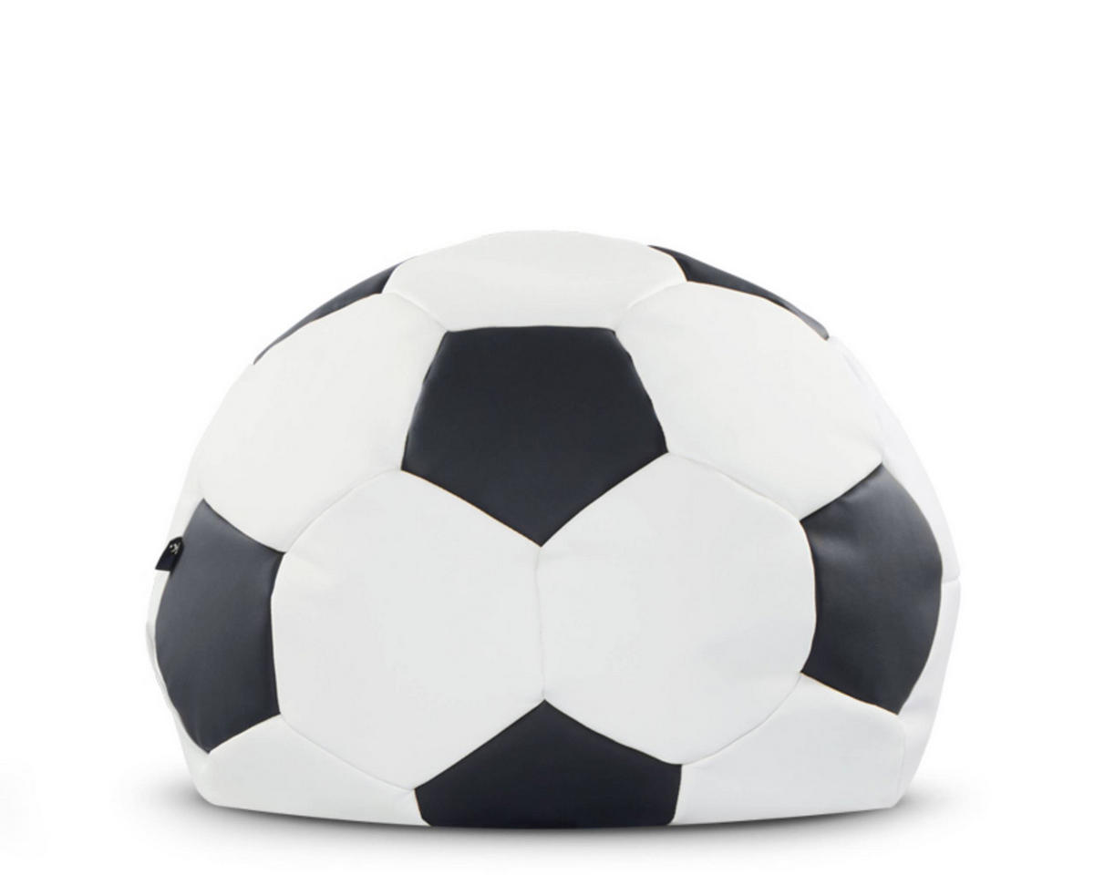 BALL-POUF BERBO Für Fußballfans, weiß/Schwarz - Schwarz/Weiß, Leder/Kunststoff (70/70cm) - KONSIMO®