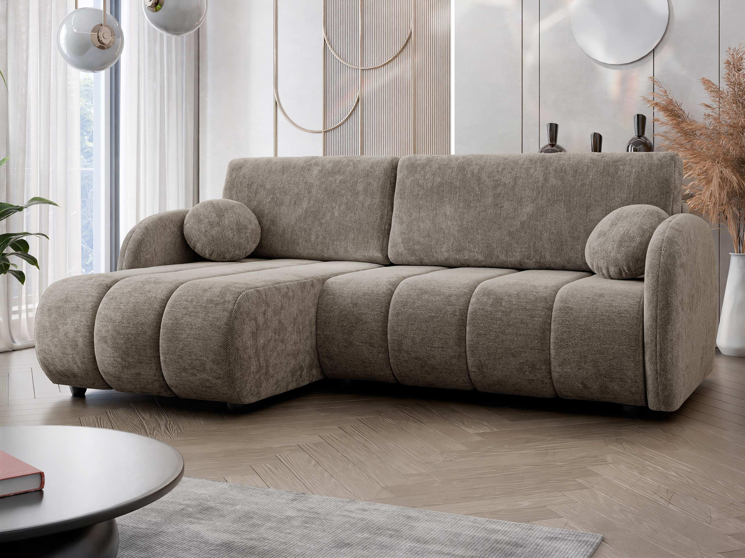 ECKSOFA Zara 2rLC - Hellbraun/Schwarz, Holz/Kunststoff (233/160cm) - MIRJAN24