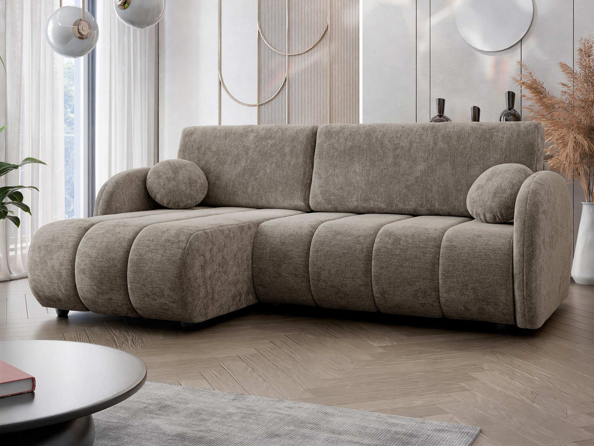 ECKSOFA Zara 2rLC - Hellbraun/Schwarz, Holz/Kunststoff (233/160cm) - MIRJAN24