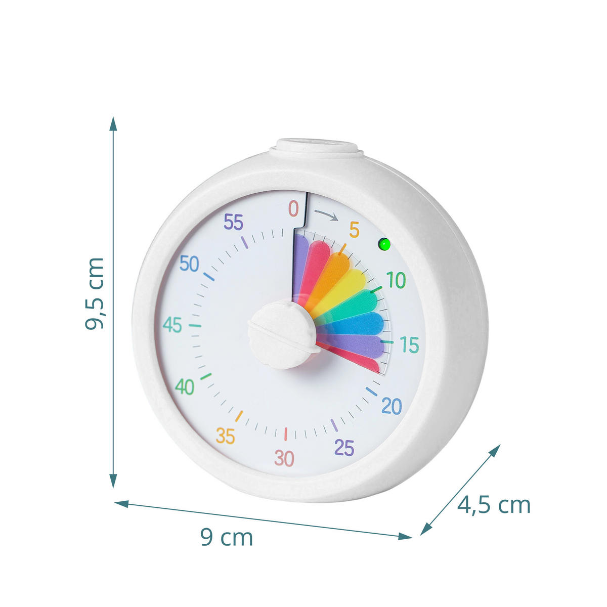 TIMER vit regnbågsmönster 60 min - Vit, Plast (9/9.5/4.5cm) - Relaxdays