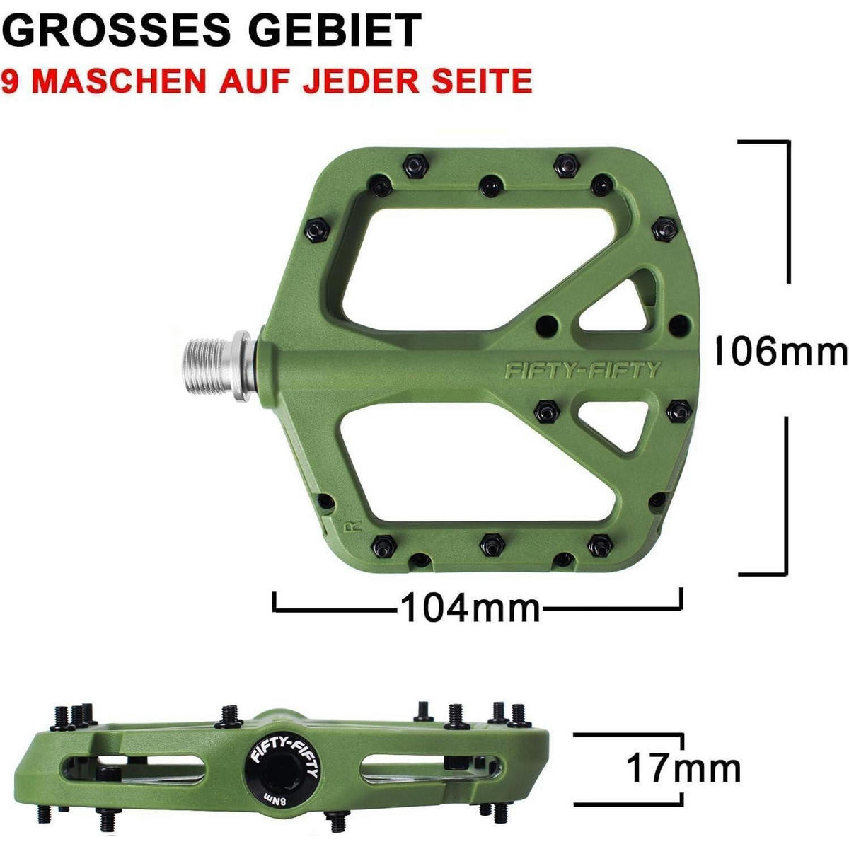 FAHRRADPEDALE Nylon Composite Olive Grün - Olivgrün, Kunststoff (10.6/1.5/10.4cm)