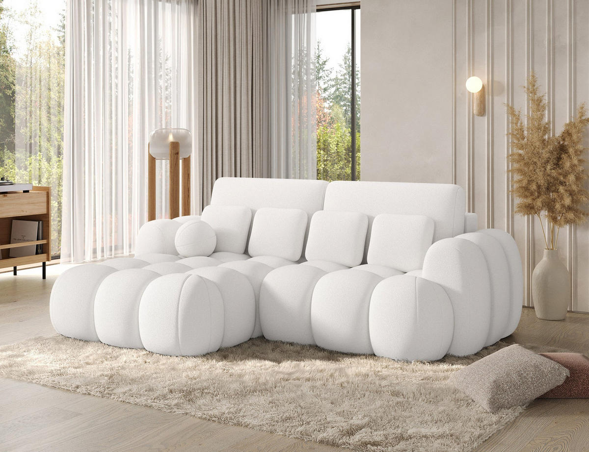 ECKSOFA COVELION L-Form – Schlaffunktion, Bettkasten, Wellenfederung, HR-Kaltschaum, inkl. Kissen, moderner Wohnkomfort - Weiß, Kunststoff (260/167cm) - Wohnideebilder