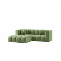 ECKSOFA Modulares In L-Form, Velvet-Stoff Riviera, Olive, Links, GRAND - Olivgrün, Holz (227/179cm) - Kaiser Möbel