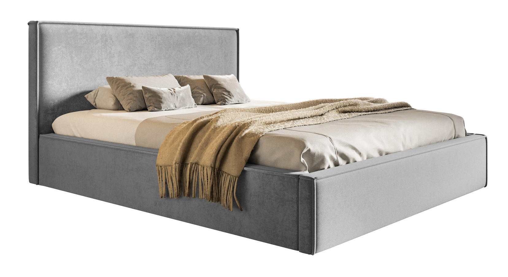 DOPPELBETT 180x200 cm mit Bettkasten Kyoto, Samtstoff, Hellgrau - Hellgrau, Holz/Textil (180/200cm) - Emporius