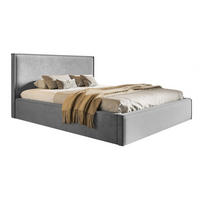 DOPPELBETT 180x200 cm mit Bettkasten Kyoto, Samtstoff, Hellgrau - Hellgrau, Holz/Textil (180/200cm) - Emporius