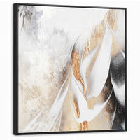 LEINWAND Bilder mit Rahmen - Luxus - Abstrakt - Gold - Weiß - 90x90 - Goldfarben, Textil (90/90cm) - MuchoWow