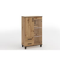 KOMMODE CORTEZA 80/132/40cm mit 2 Schubladen 2 Türen Eiche Artisan - Eiche Artisan, Holzwerkstoff (80/132/40cm) - MASSENO